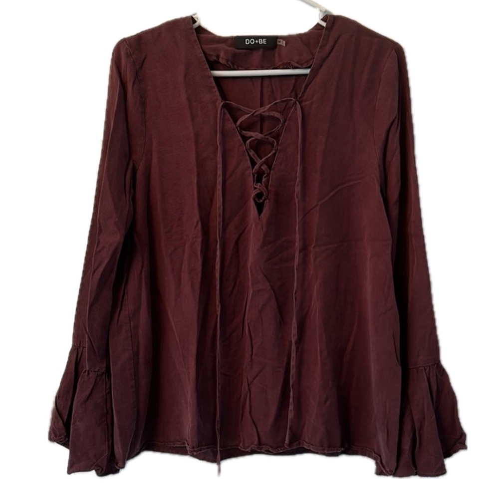DO+BE bell bottom long sleeve lace up top